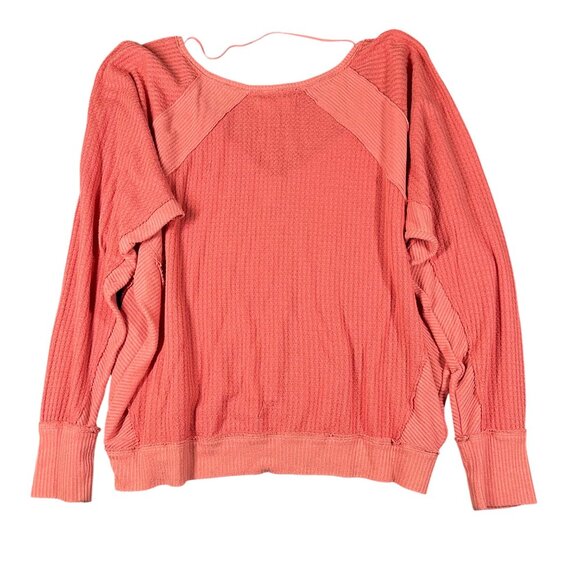 Free People We the Free Medium Pink Santa Clara Thermal Top Long Sleeve Pullover - Picture 9 of 9